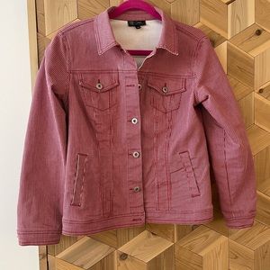 Red pinstripe denim jacket (with stretch!)